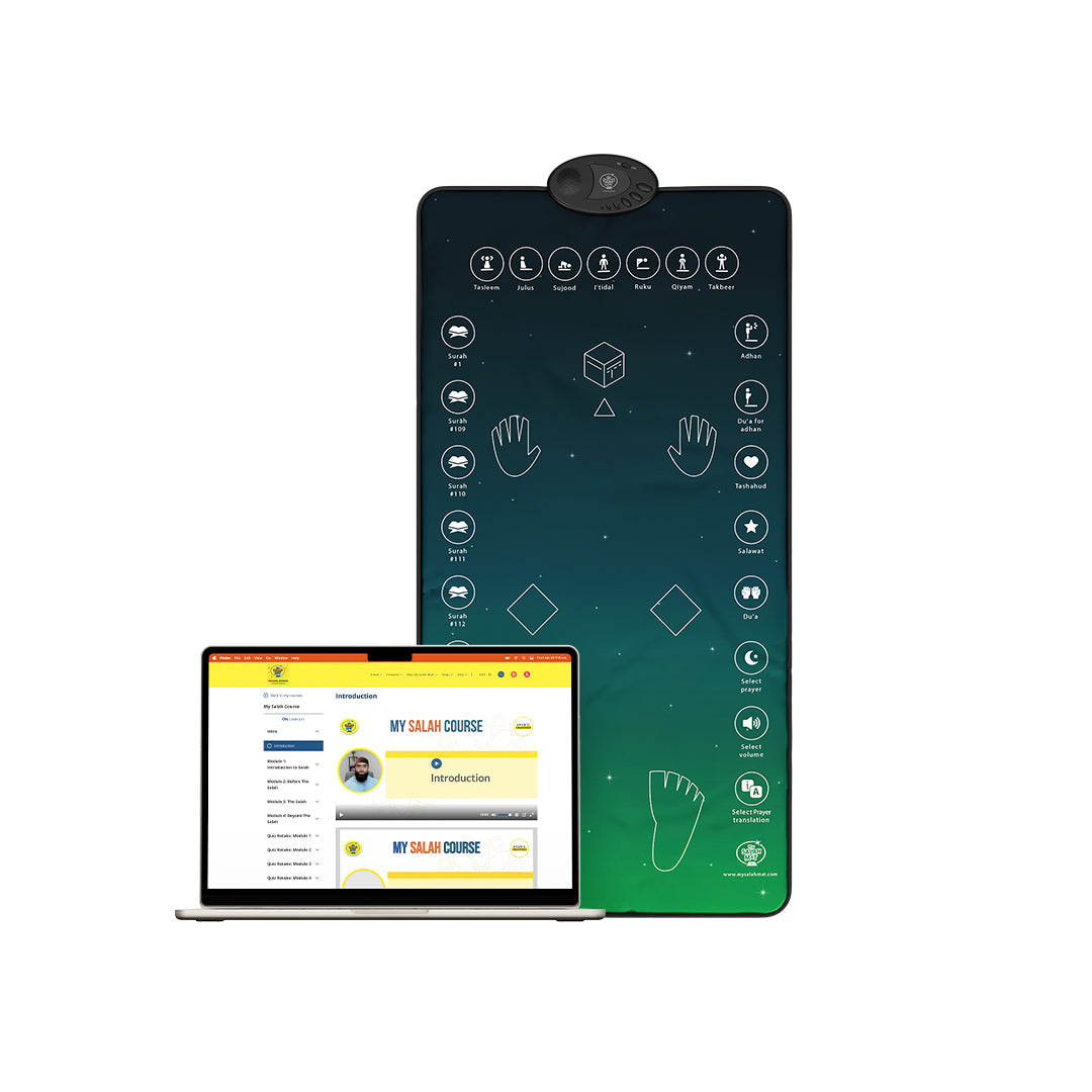Bundle Offer for Adults/Reverts | Interactive Teal Prayer Mat and Online Digital Salah Course